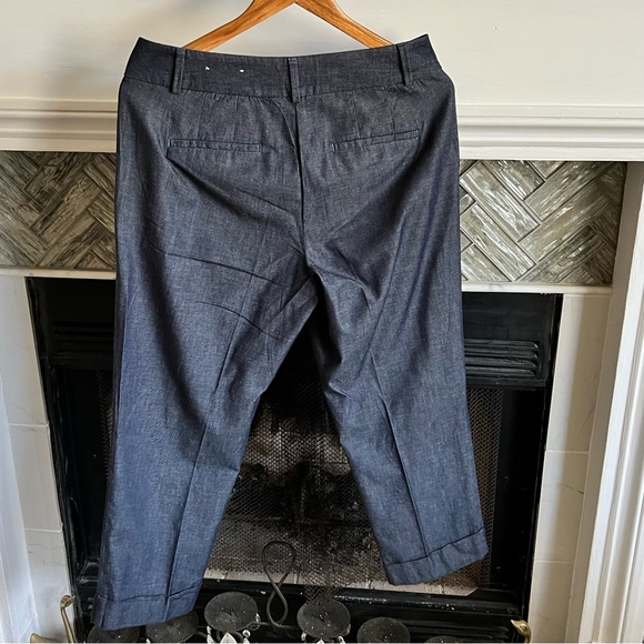 NWOT Gorgeous Pleated ANN TAYLOR Factory DARK CHAMBRAY CROPPED Ankle TROUSERS 4 - Picture 13 of 14